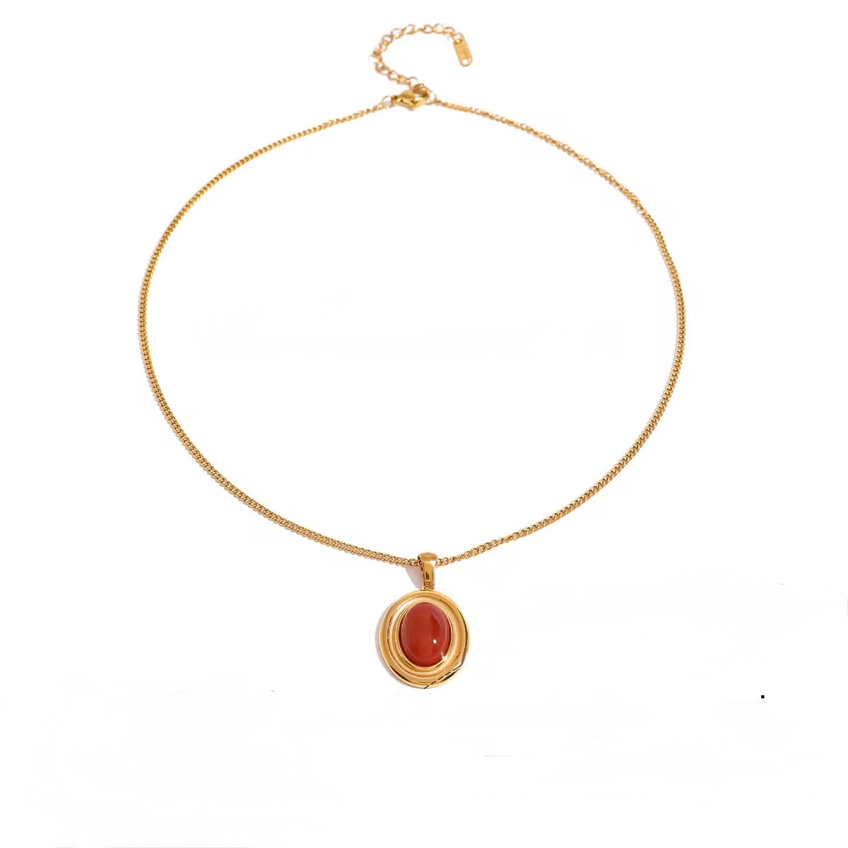 Oval red Agate necklace - MARO JEWELRY
