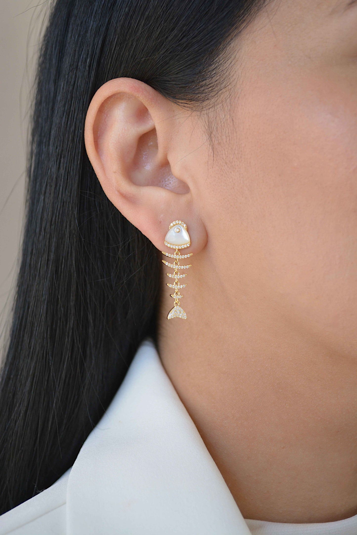 Fish Mother of Pearl Drop Earrings