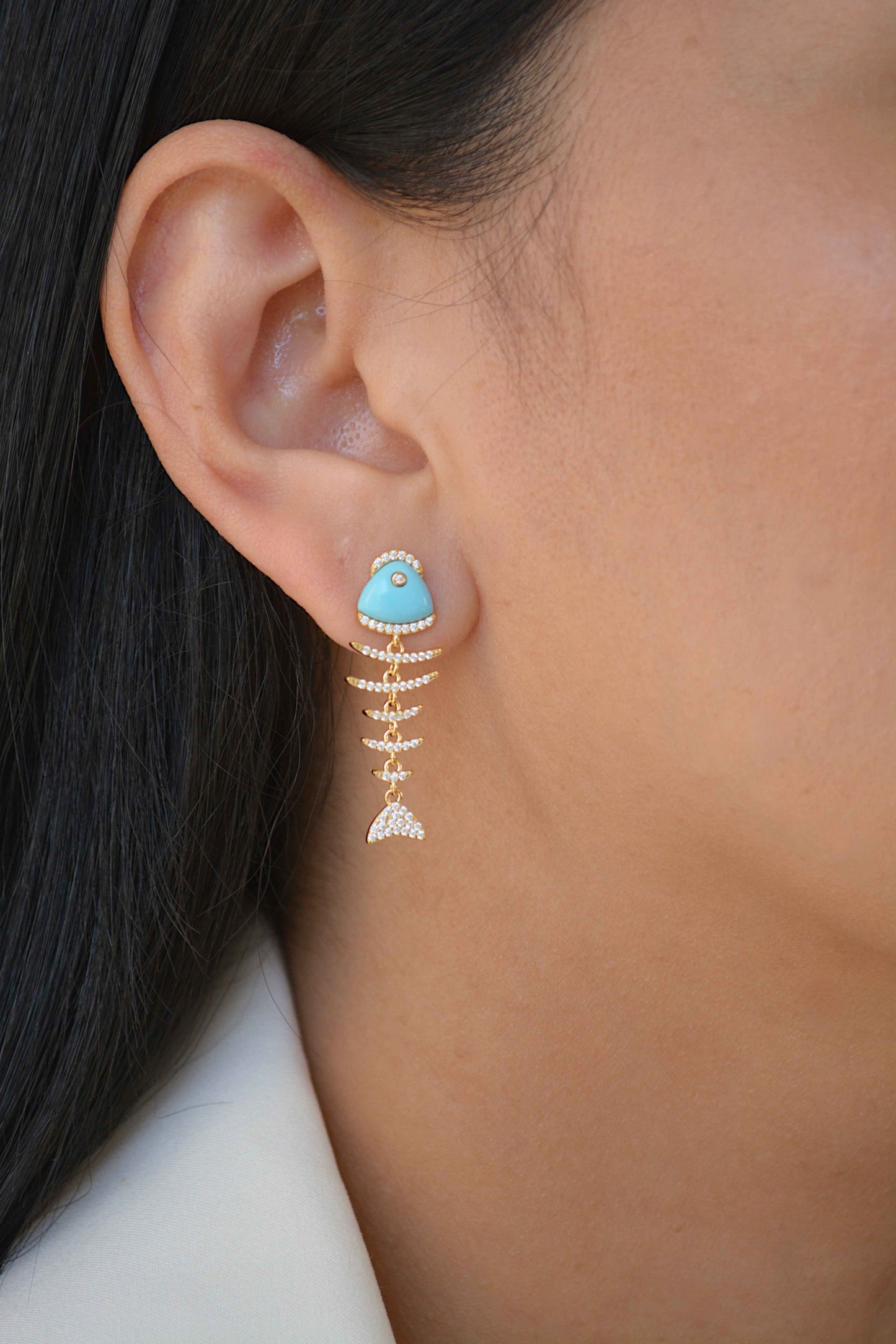 Fish Turquoise Drop Earrings