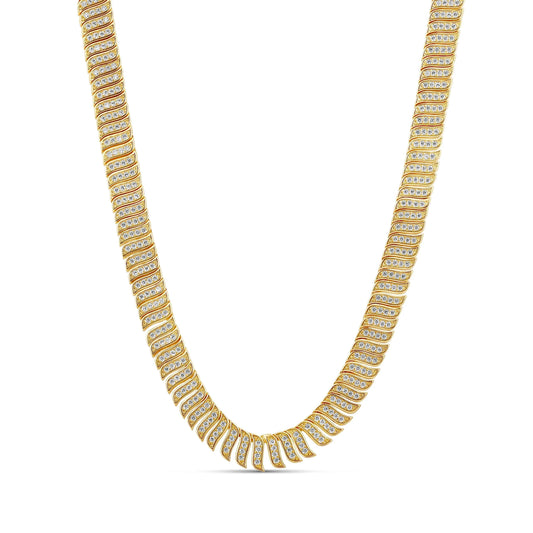 Pave Golden Wave Tennis Necklace