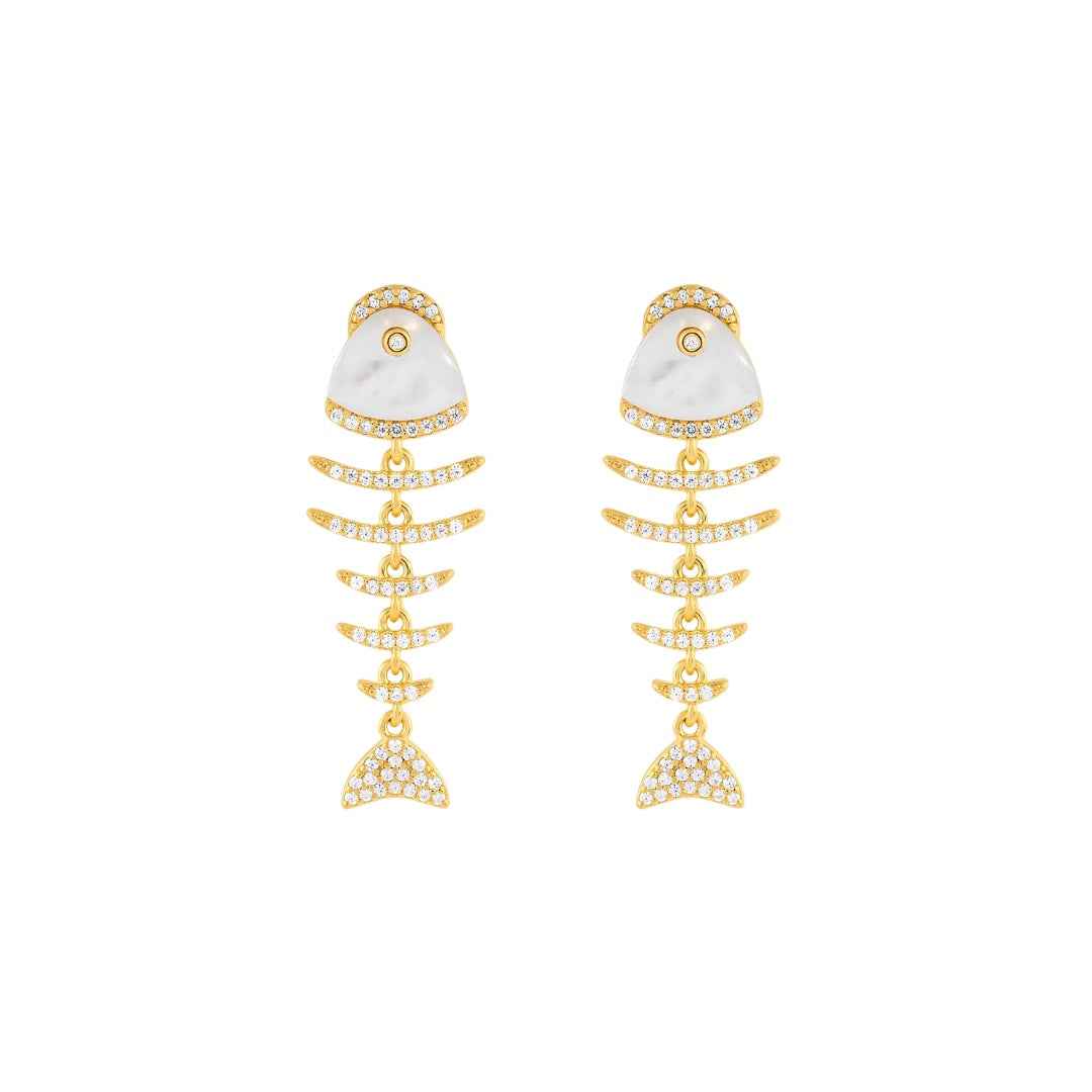 Fish Mother of Pearl Drop Earrings