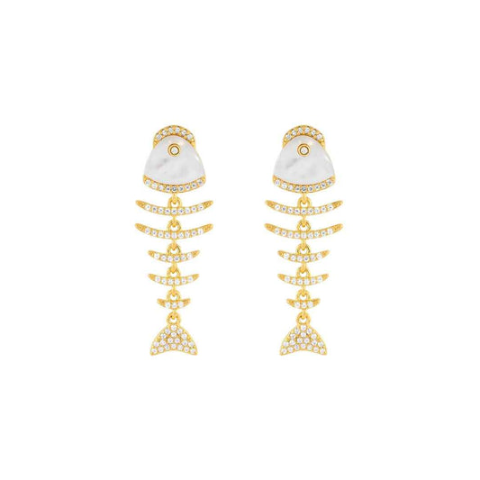 Fish Mother of Pearl Drop Earrings