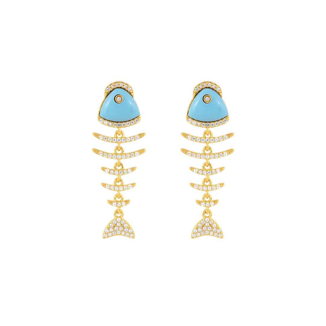 Fish Turquoise Drop Earrings