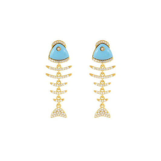 Fish Turquoise Drop Earrings