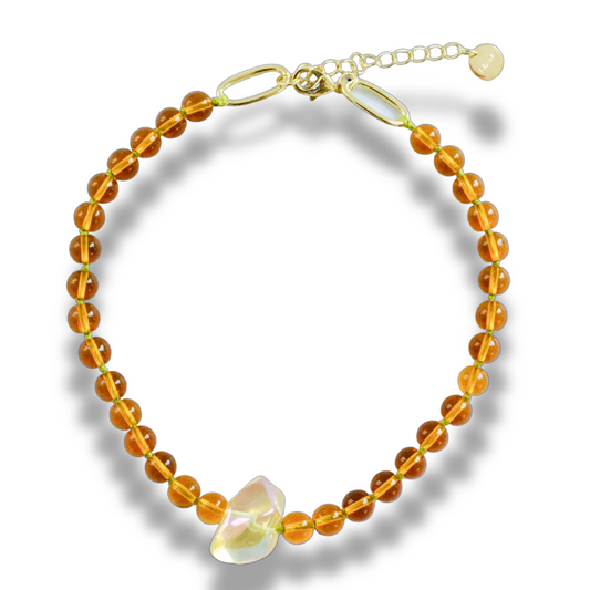 Glass Beads Amber tone Neckace